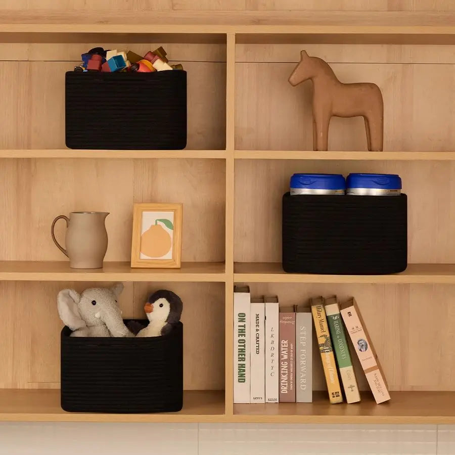 Rope Woven Storage Bins for Cube Shelves Nursery Toy Organizer