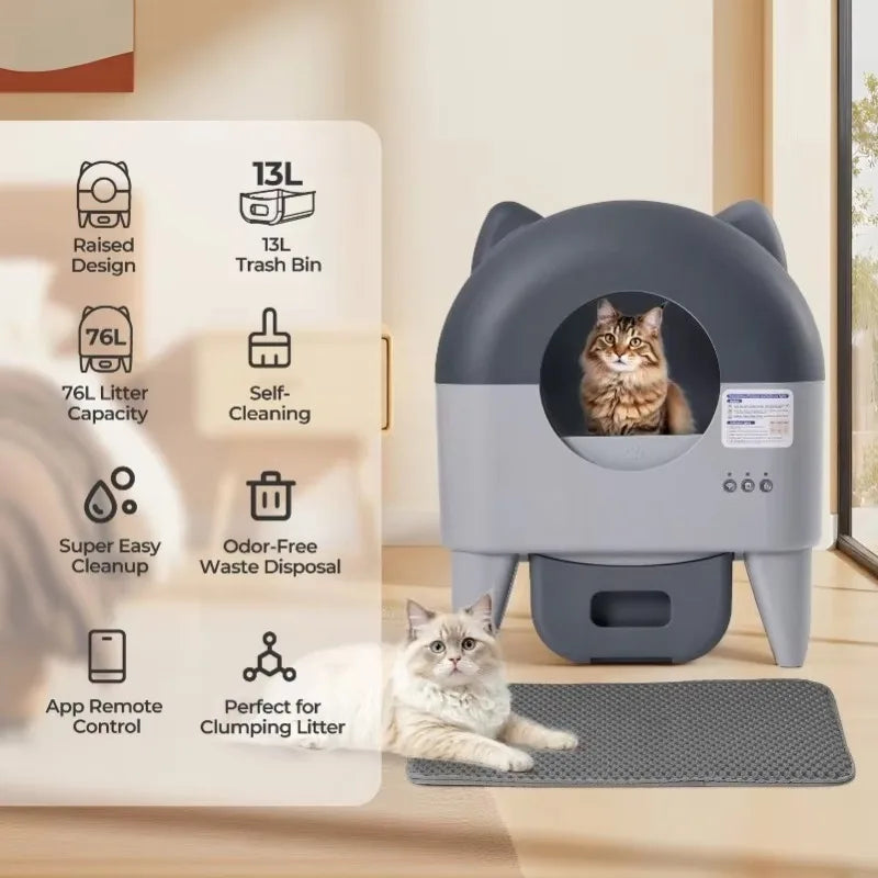 Lunapurr Automatic Self-Cleaning Cat Litter Box With App Control Multi-Cat