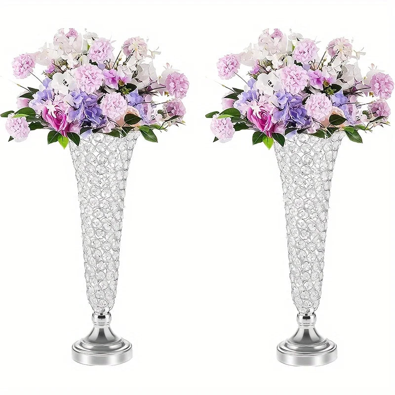 Two Crystal Vases Center Table Decor For Weddings And Home