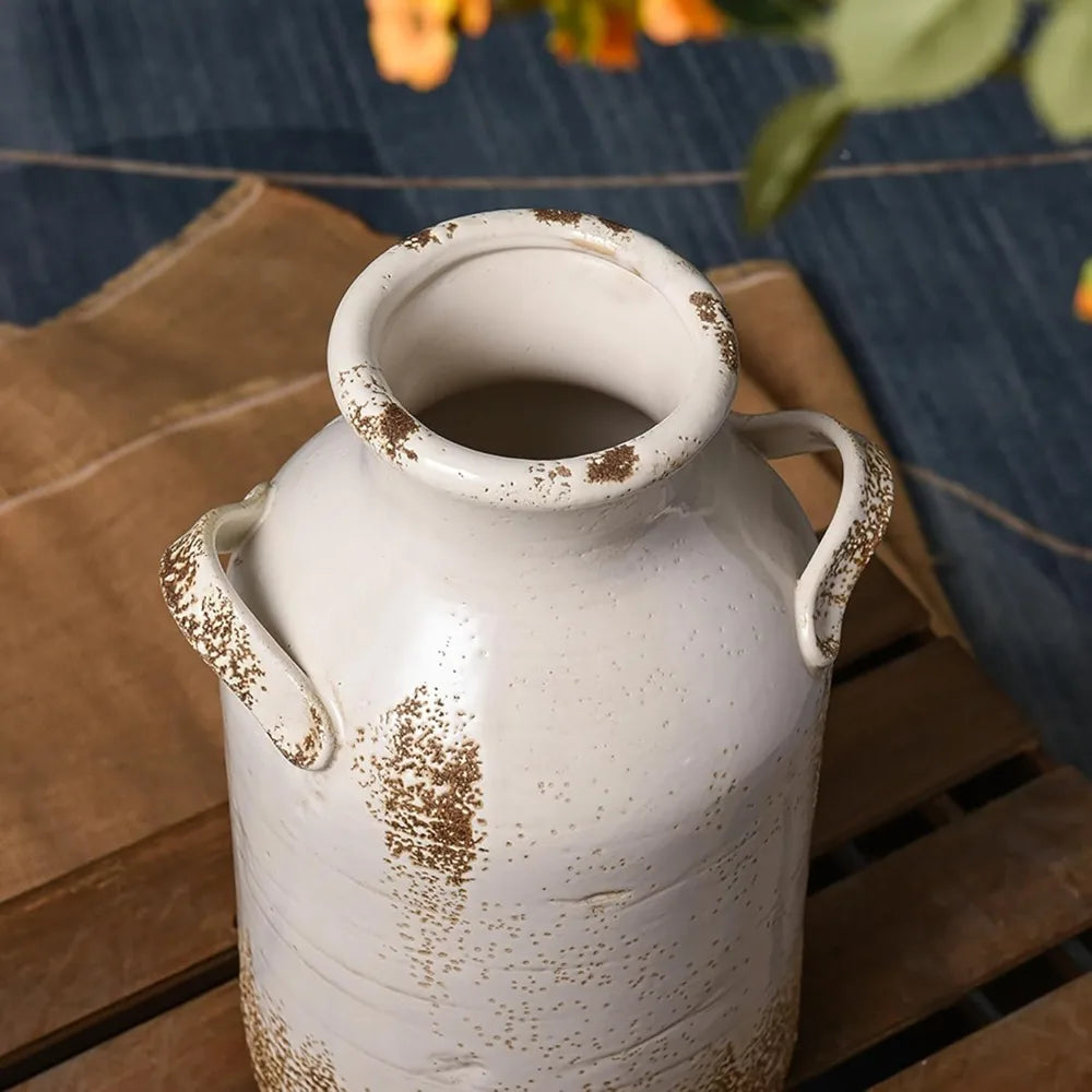 DAFIFY Rustic Ceramic Farmhouse Vase For Home Decor Living Room