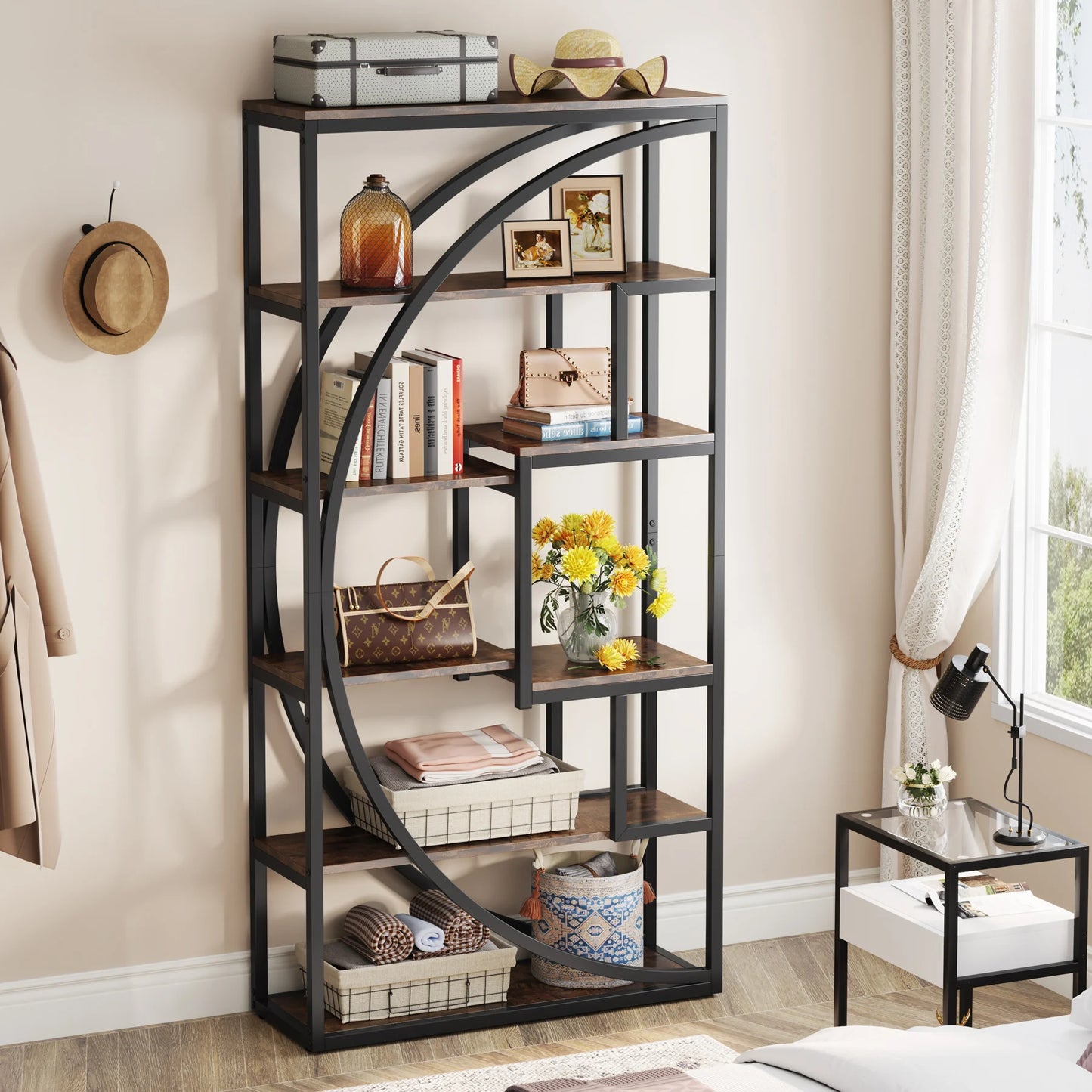 Tribesigns 5 Tier Industrial Bookshelf Etagere Freestanding Bookcase