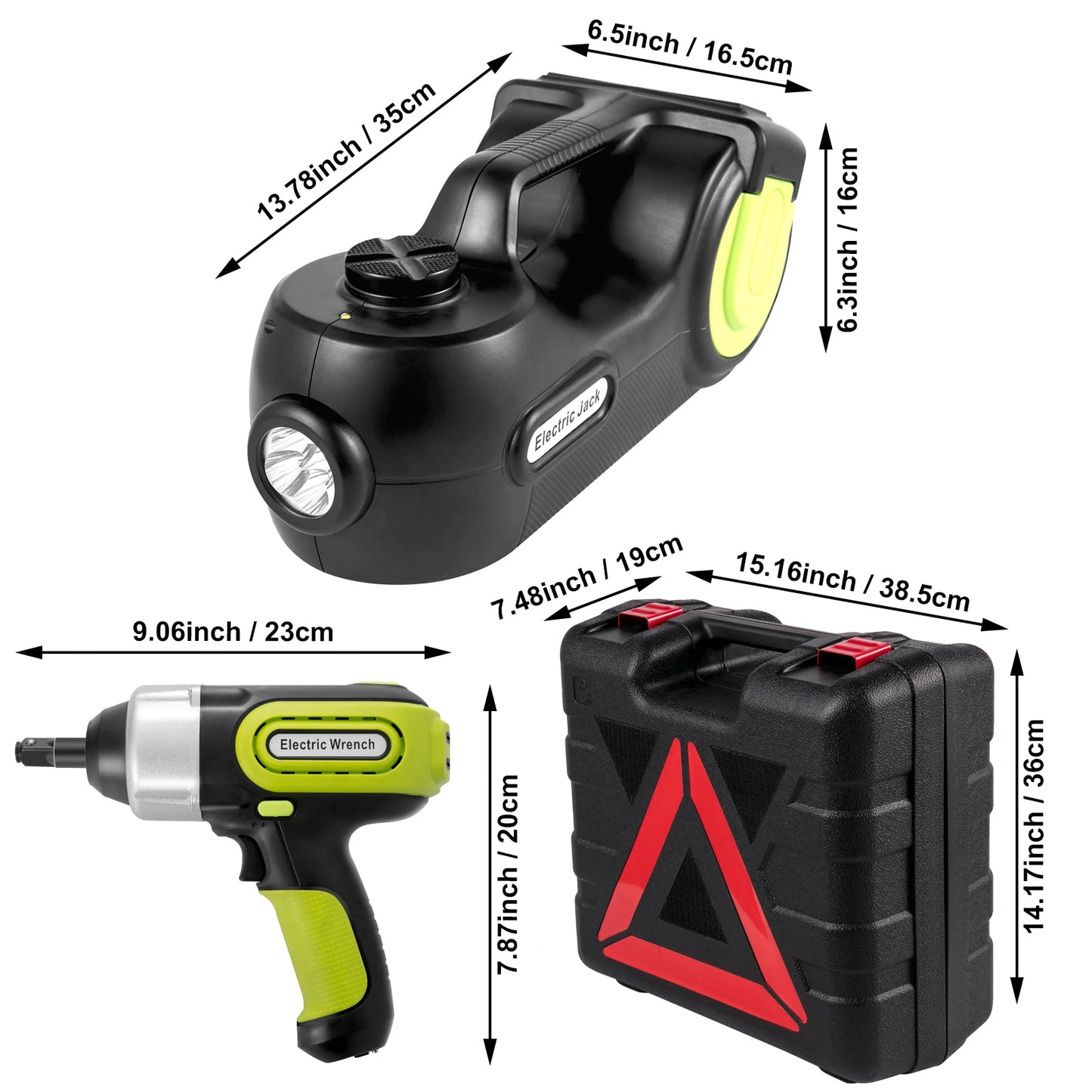 VEVOR Electric Hydraulic Car Jack Kit Impact Wrench LED Light