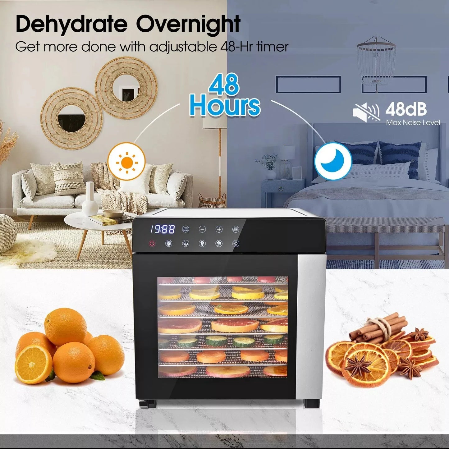 SNDOAS 8 Tray Stainless Steel Food Dehydrator With 600W Presets