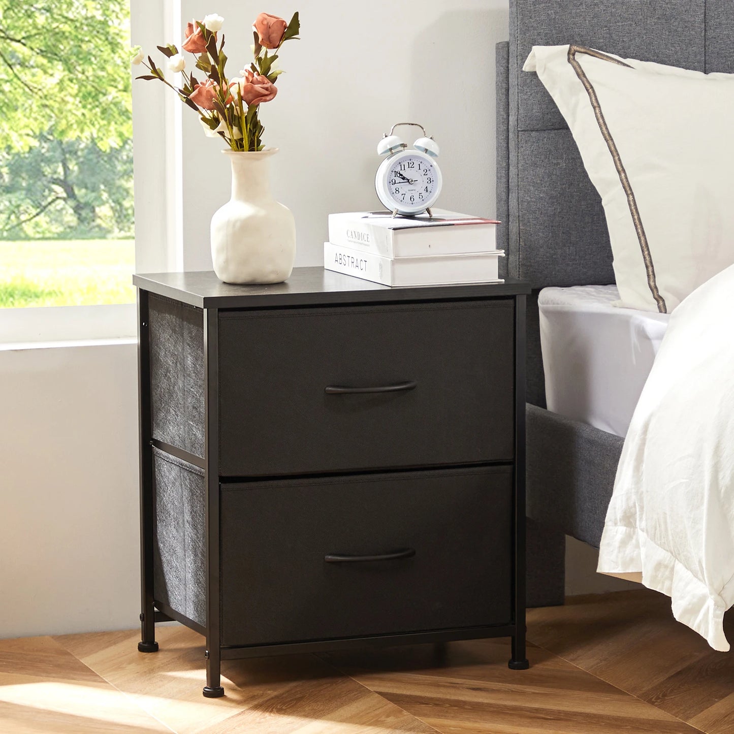 JHK Nightstand Bedside Table With Storage Drawers For Bedroom