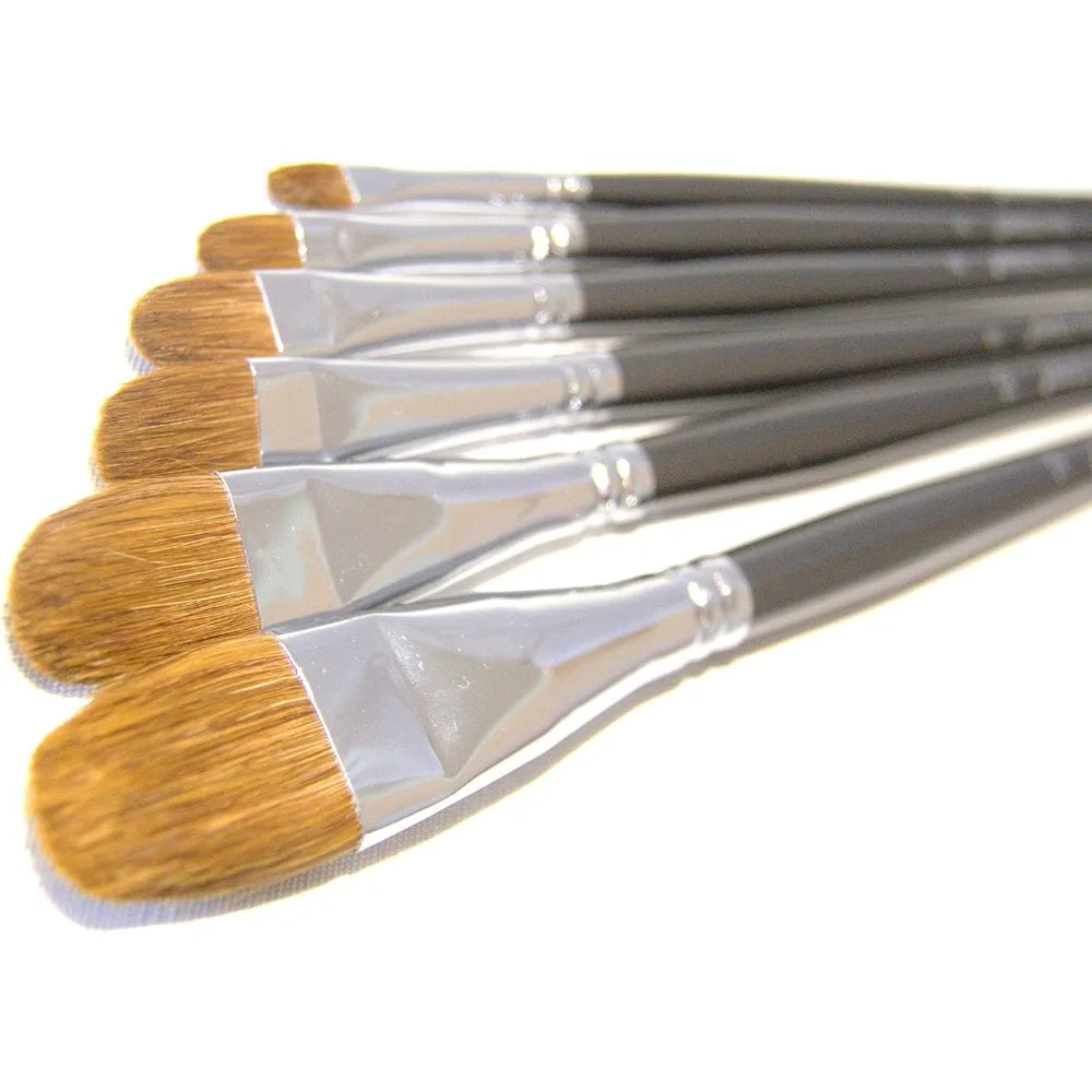 Filbert Paint Brushes Set of 6 Long-Handled for Acrylics