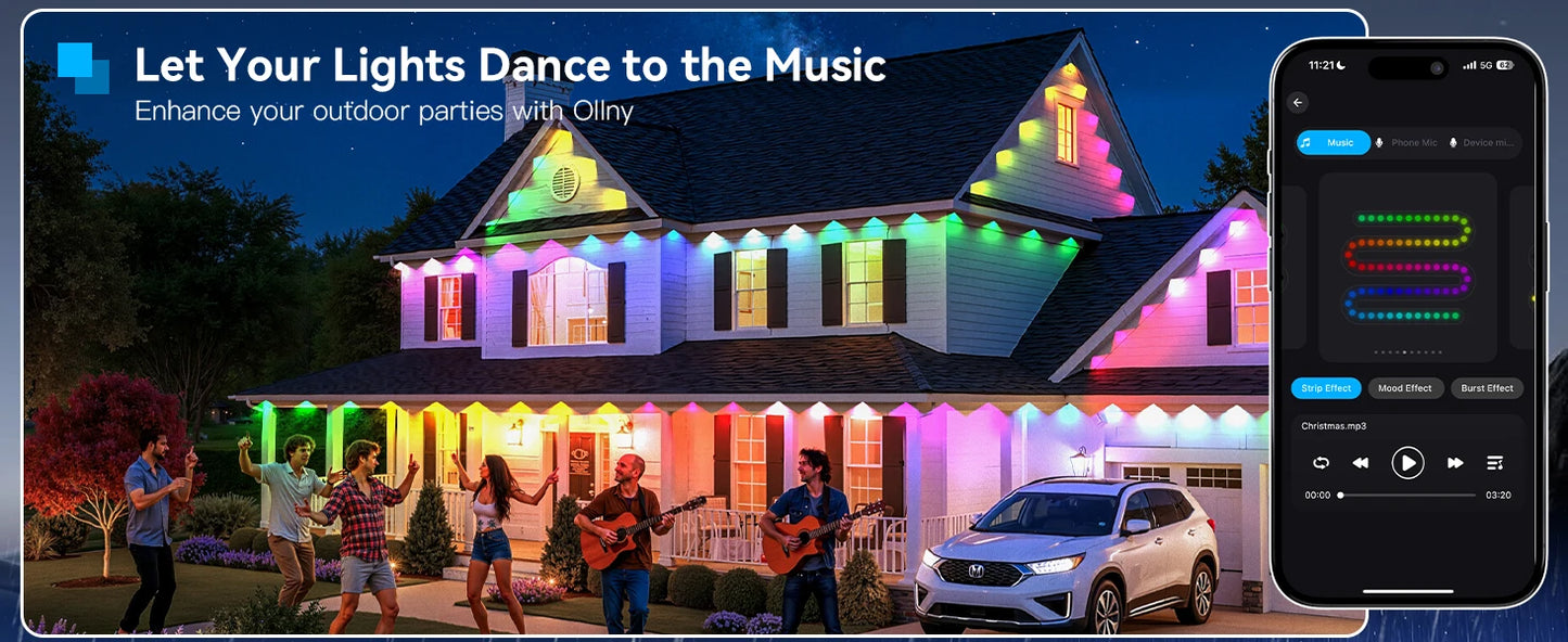 MIMIRGB Smart RGBIC Outdoor Lights 90 LEDs 75 Scene Modes