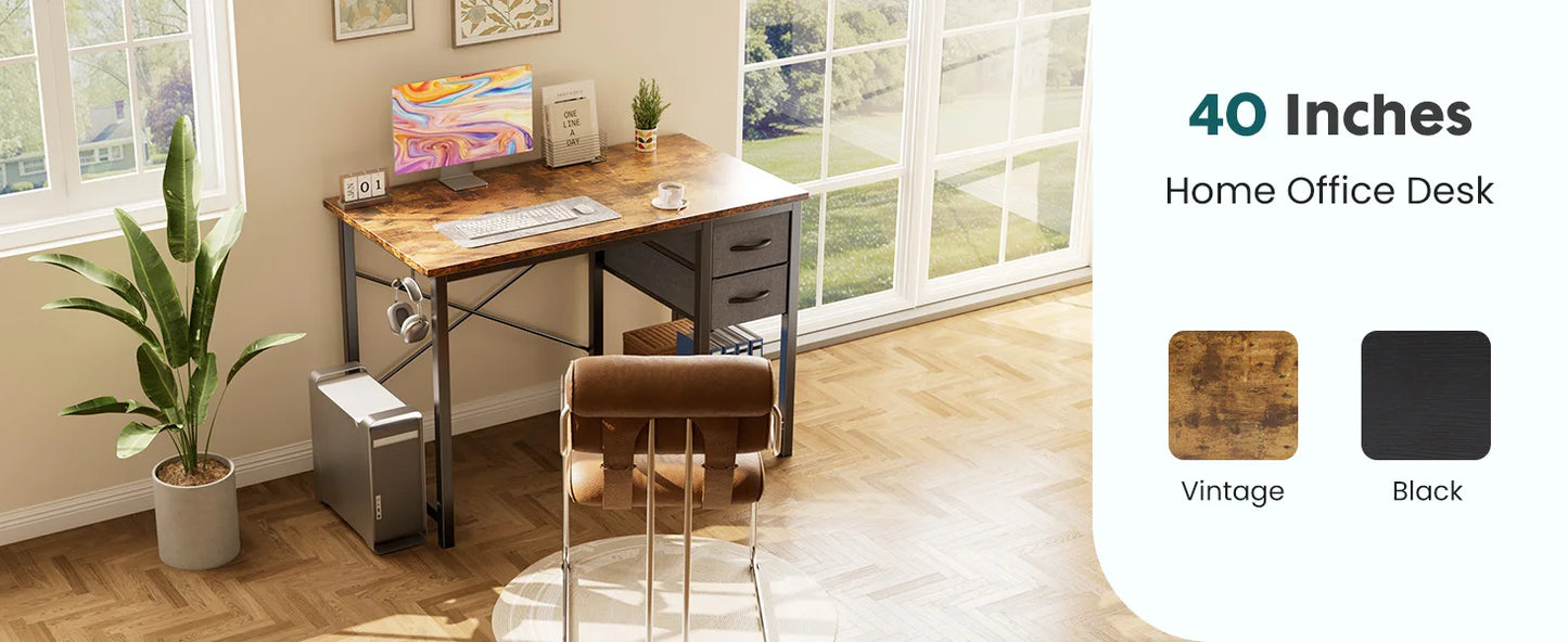 JHK Computer Desk With Adjustable Position Drawers For Study Office