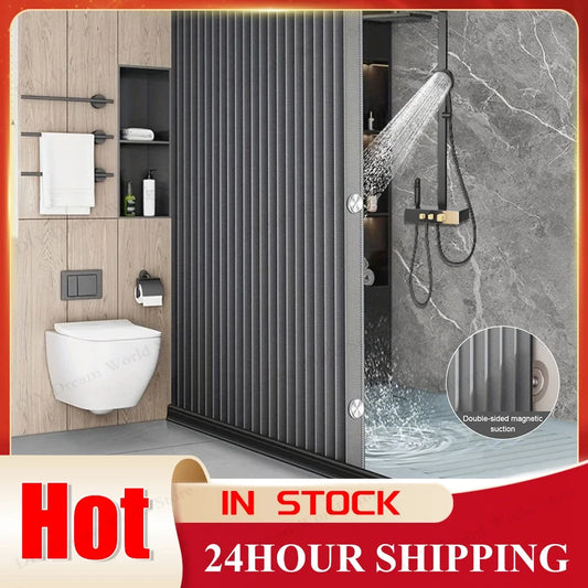 APWIKOGER Foldable Magnetic Shower Curtain Waterproof Bathroom Divider