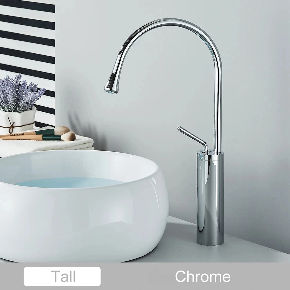 Saeuwtowy Brass Basin Faucet Deck Mounted Single Handle Hot Cold