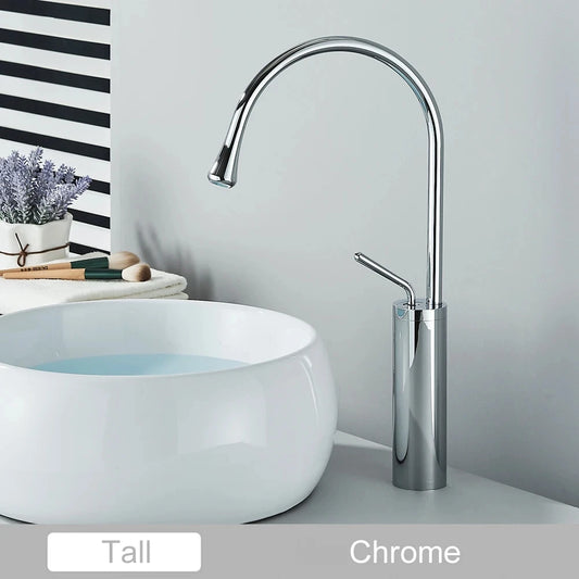 Saeuwtowy Brass Art Basin Faucet Waterfall Deck Mounted Mixer