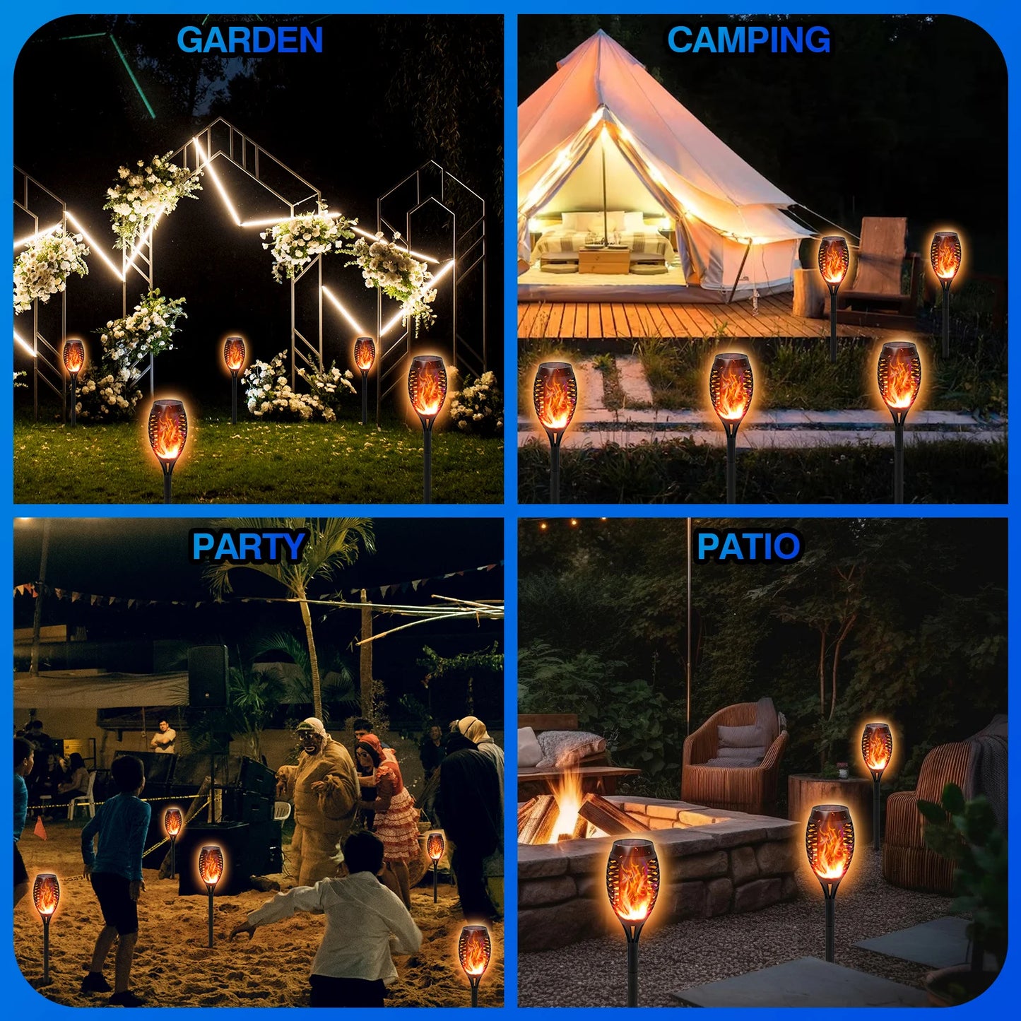 Solar Outdoor LED Torch Lights With Flickering Flame Waterproof Garden