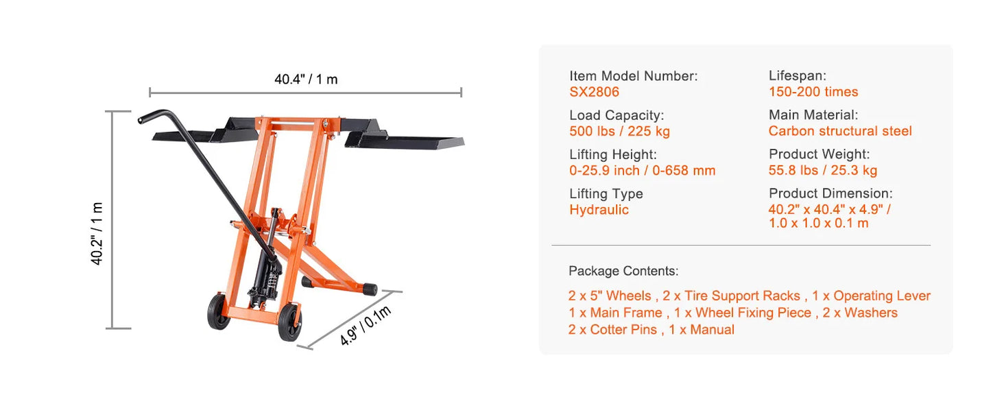 SucceBuy Hydraulic Lawn Mower Lift With Threaded Jack 500 Lbs