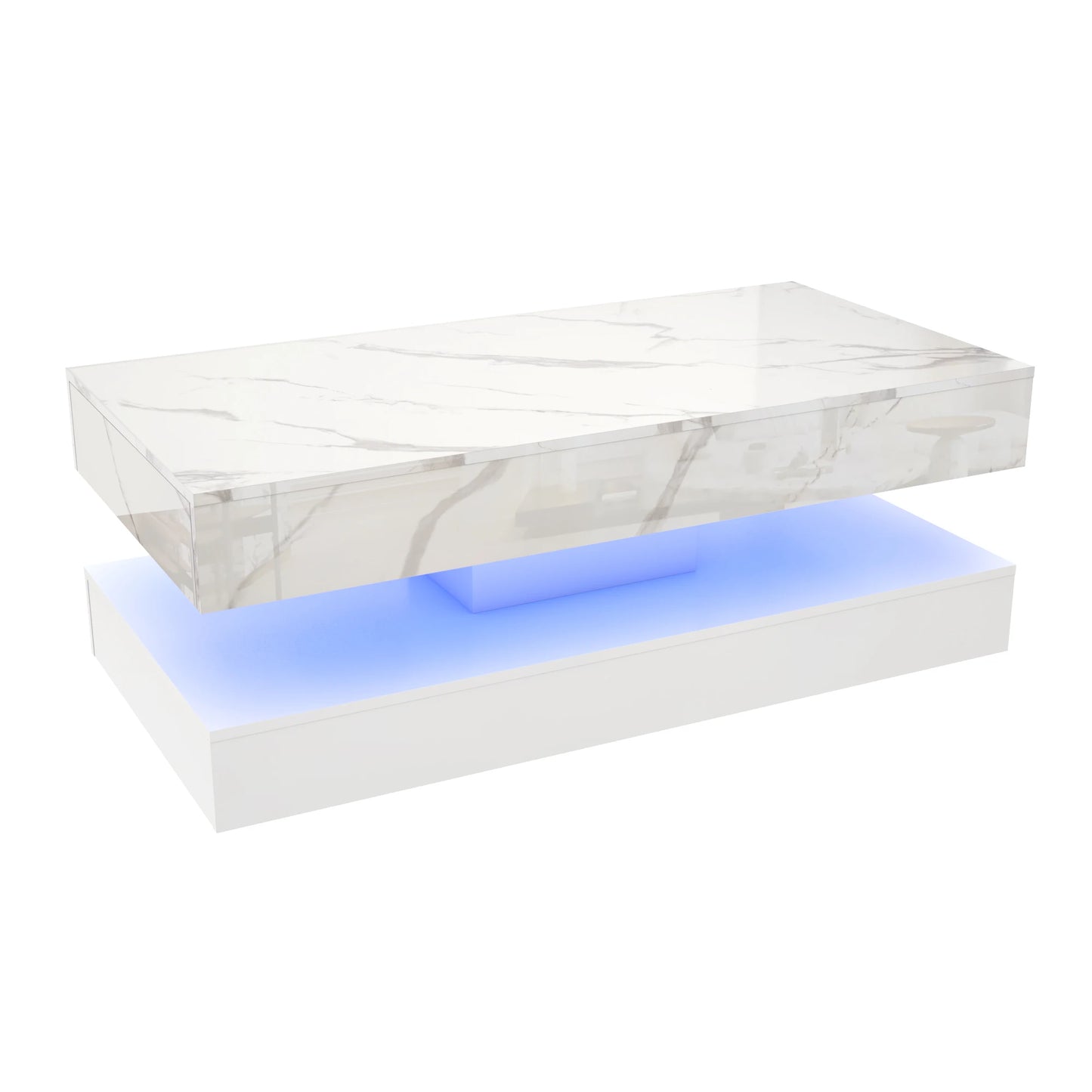 QiaoShiRen Modern LED Coffee Table With Double Drawers