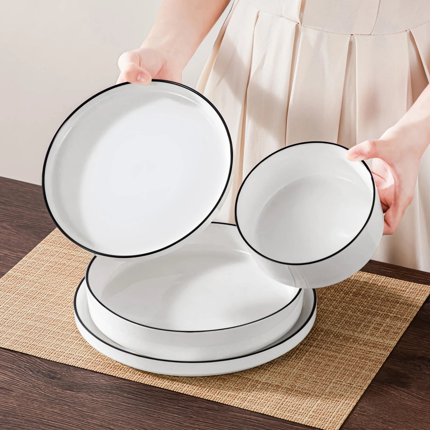 MALACASA Ceramic Dinner Plates Set 12 To 24 Piece Dinnerware