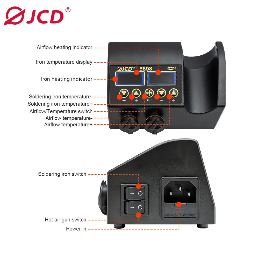 JCD 8898 750W Soldering Station 2 In 1 LCD Display Solder Tools