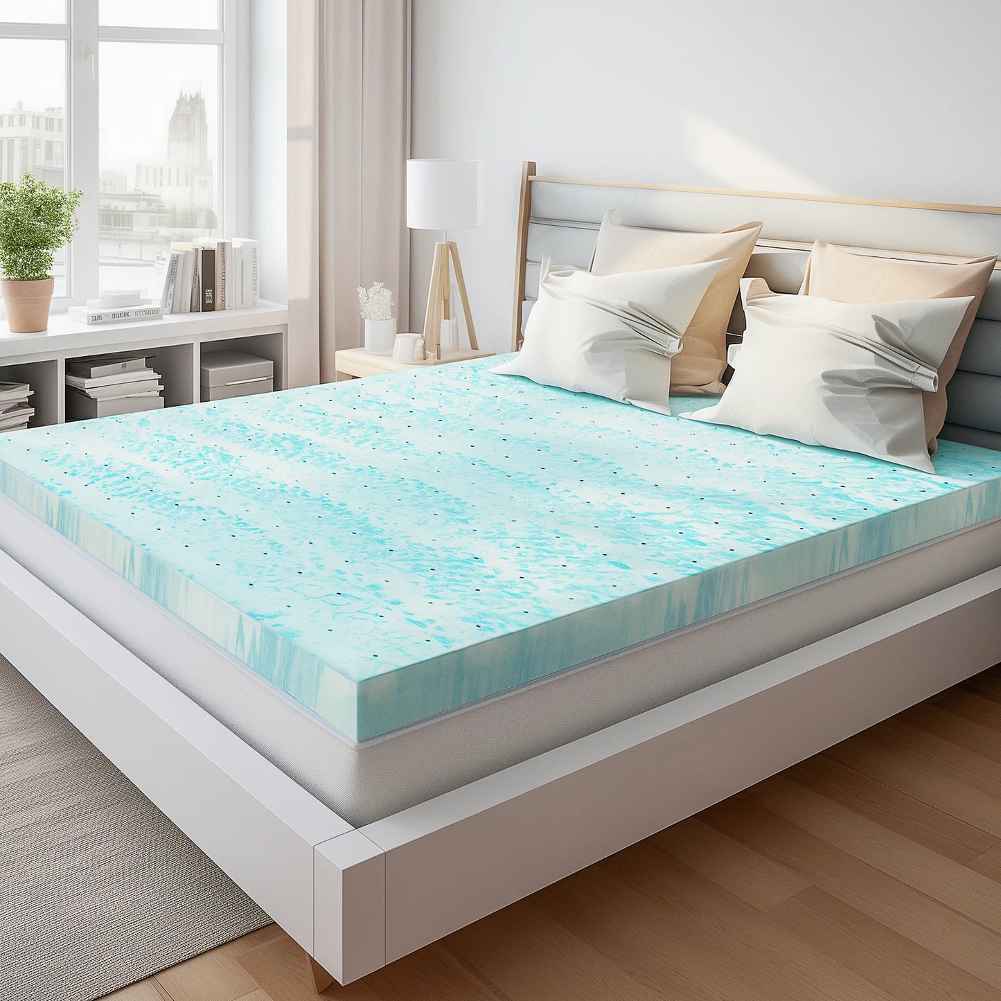 JHK Gel Memory Foam Mattress Topper for Cooling Comfort