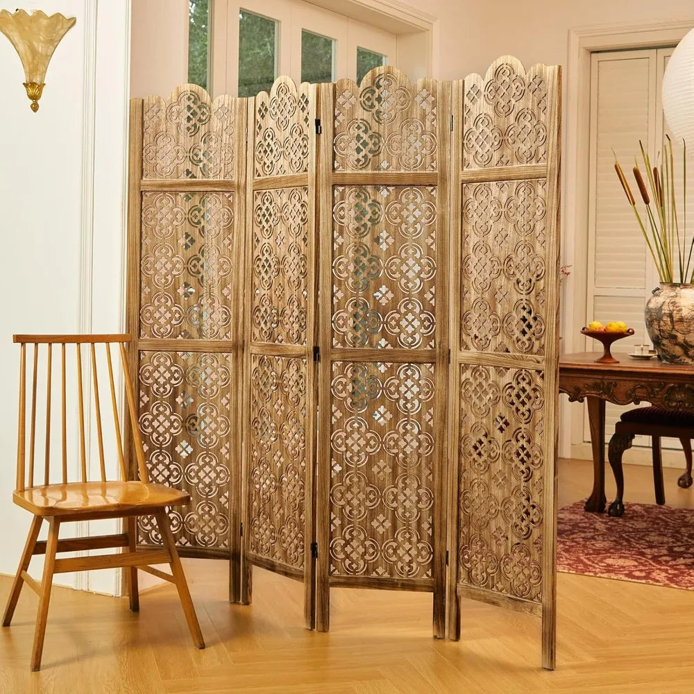 Folding Wood Room Divider Privacy Screen For Home And Office