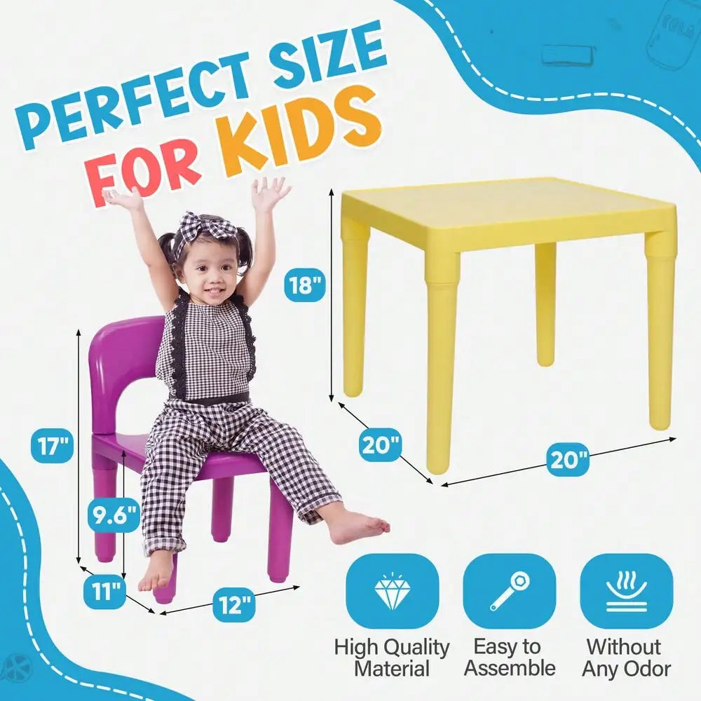 Kids Table And Four Chair Set For Toddlers Playroom Activities