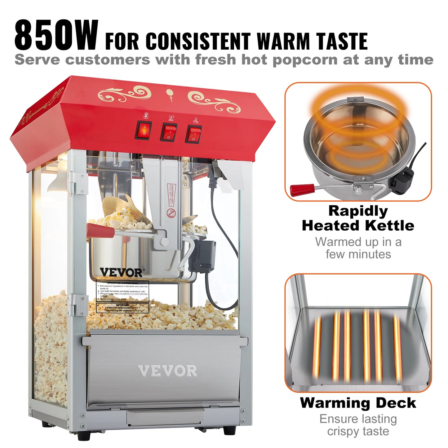 SucceBuy Electric Popcorn Maker Commercial Popper Machine With Scoop