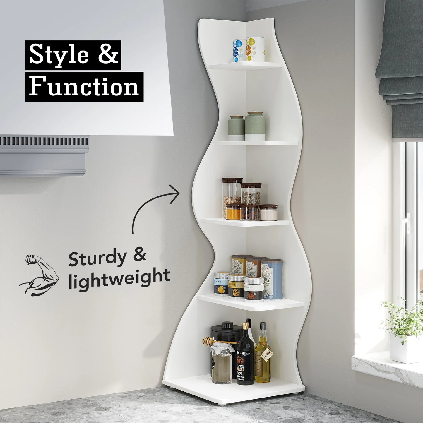 Tribesigns 5 Tier Corner Shelf Wall Bookshelf Plant Stand