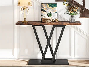 LITTLE TREE Industrial Console Table for Entryway and Living Room