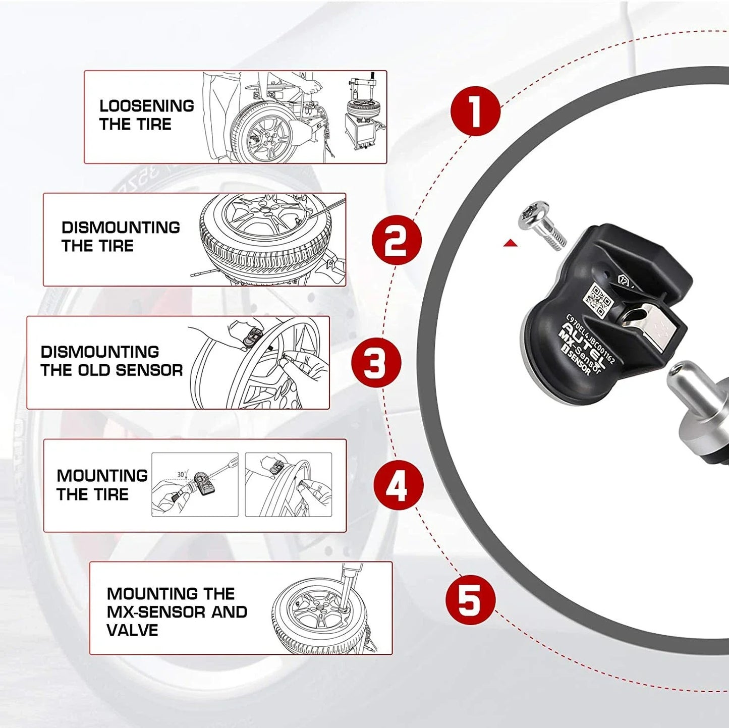 NoneGlue Autel 2in1 MX Sensor TPMS Screwin 315 433MHz
