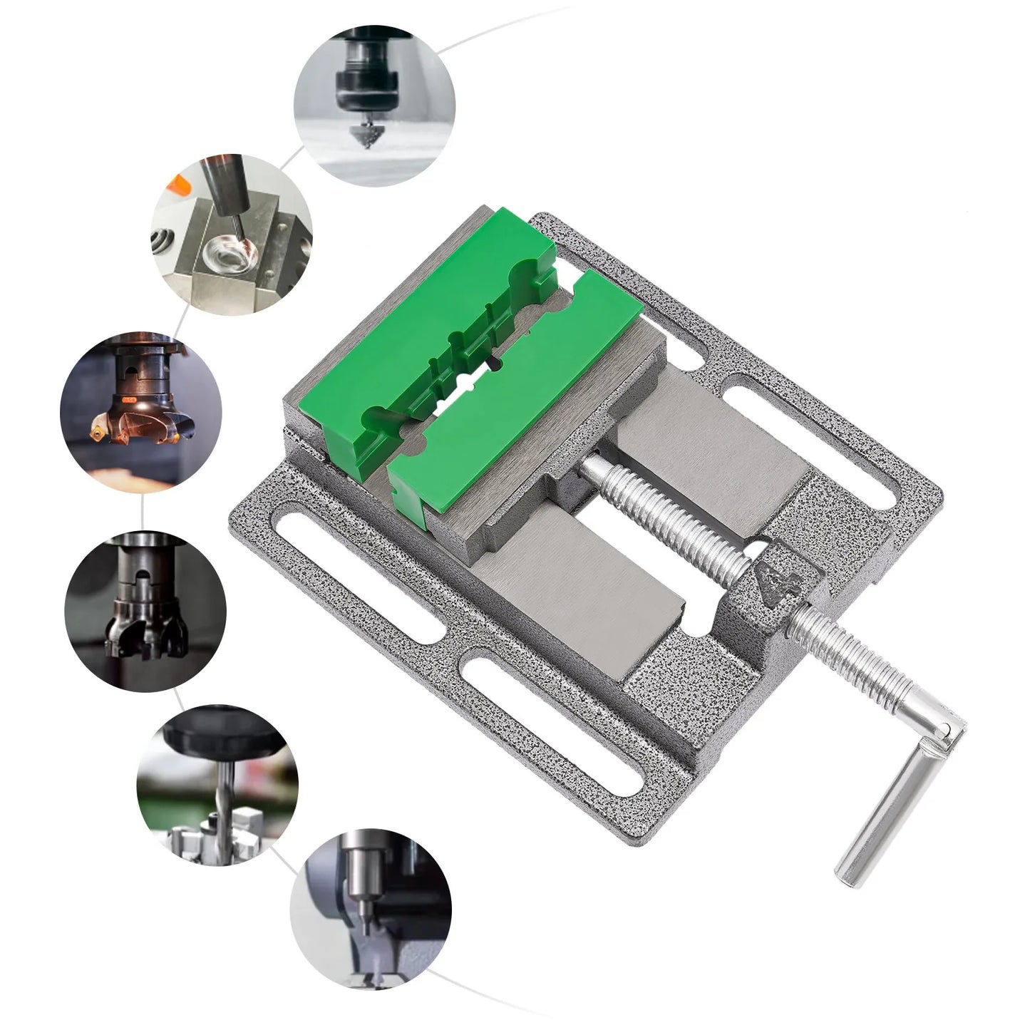 Drill Press Vise Cast Iron And Steel Secure Base Sawtooth Jaws