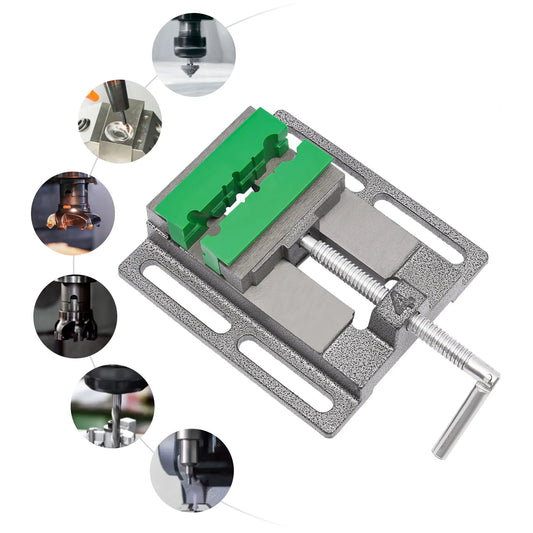 Drill Press Vise With Cast Iron Construction And Secure Base