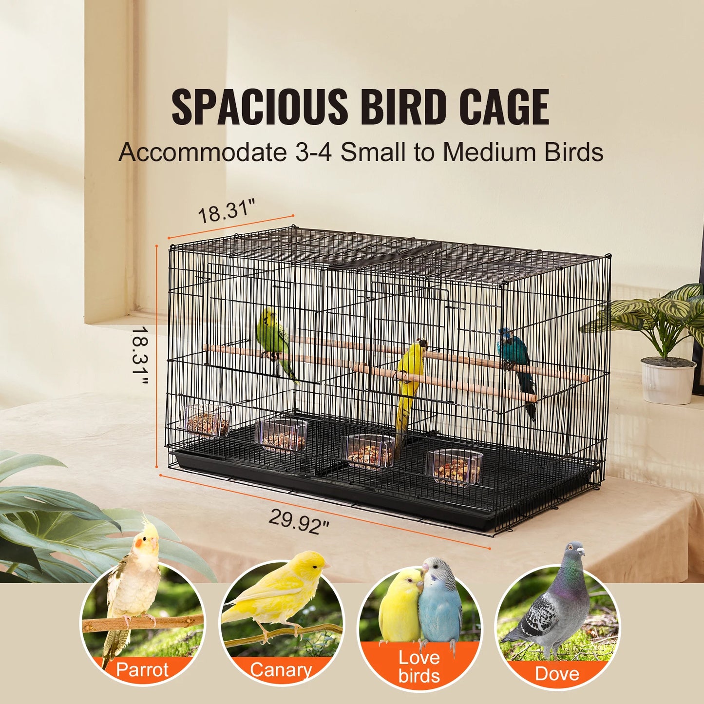 SucceBuy Stackable Flight Bird Cage With Divider For Travel Perch