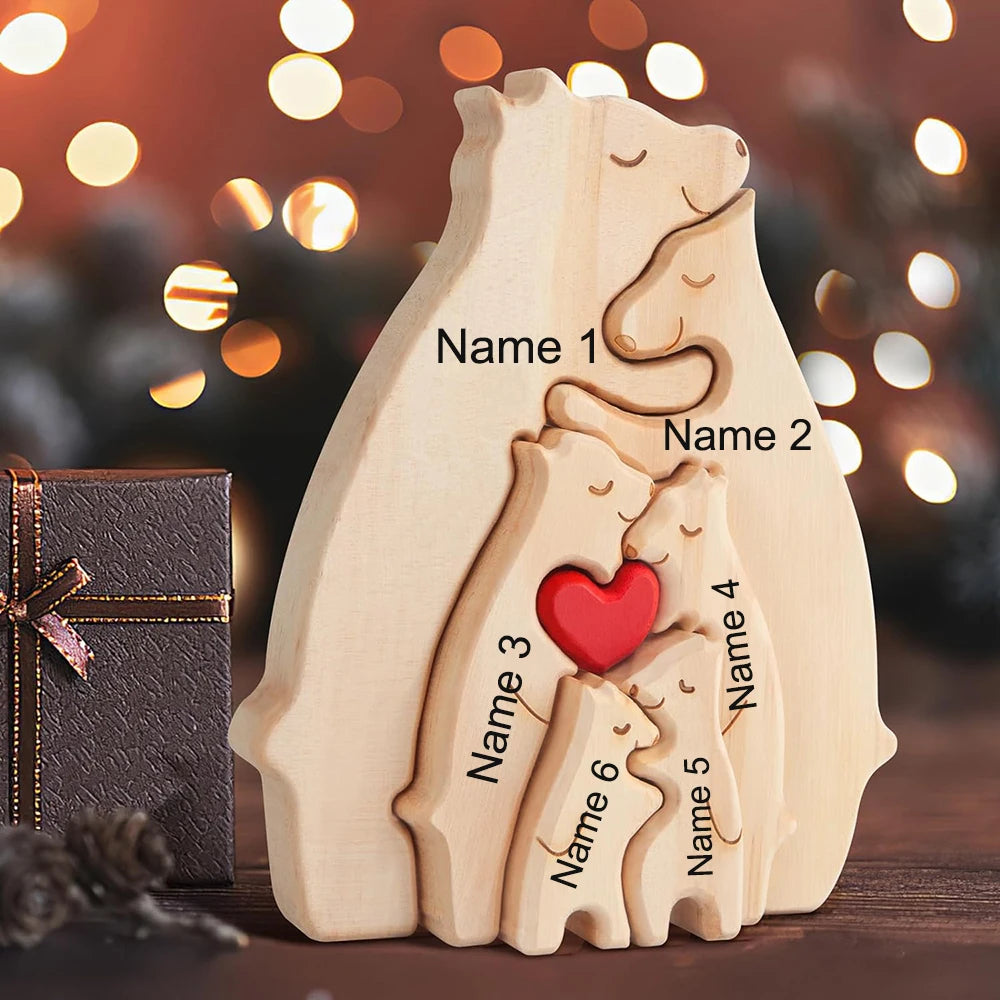 NONEDropshipping Bear Family Wooden Puzzle With Free Engraving Name