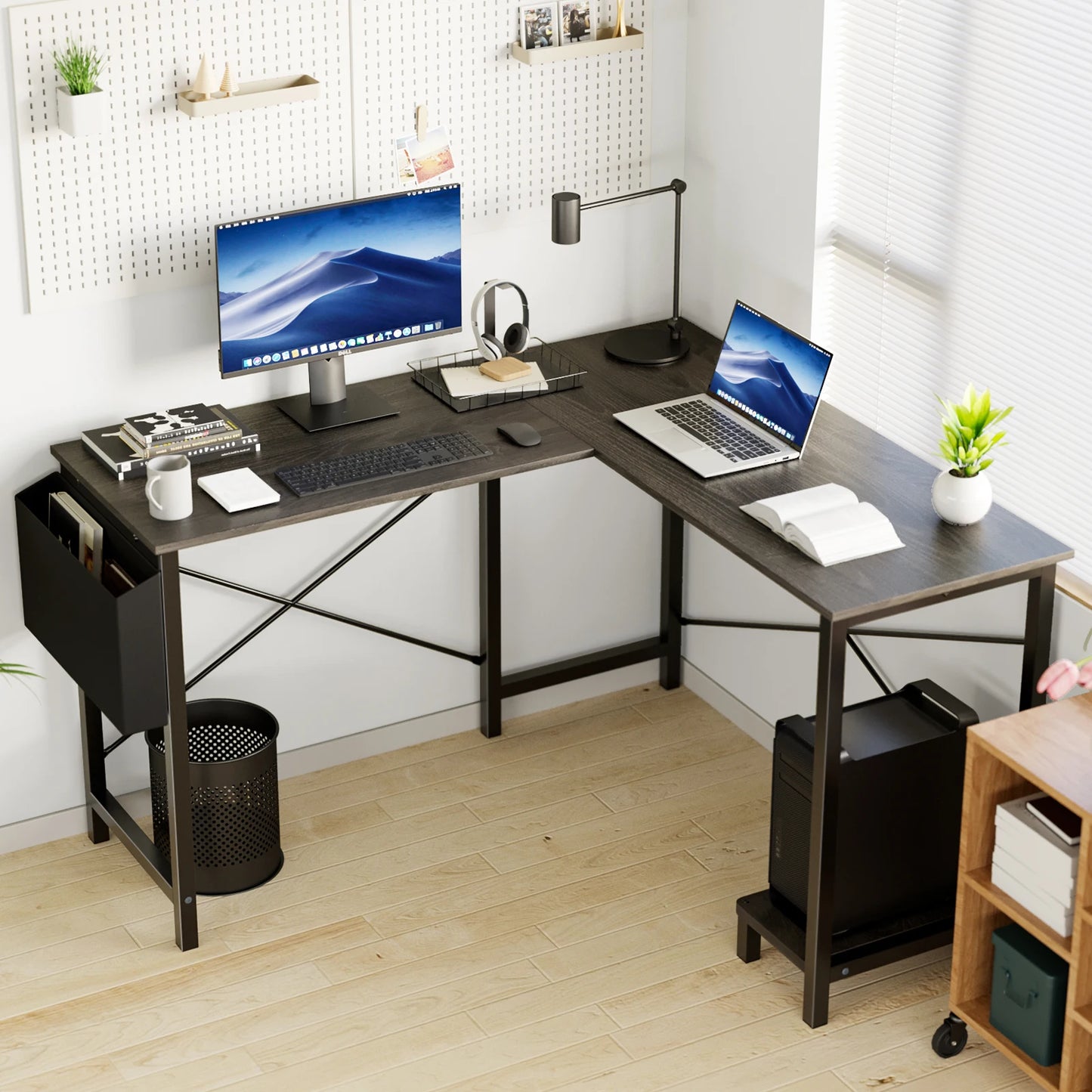 JHK Gaming Corner L Shaped Office Desk With CPU Storage