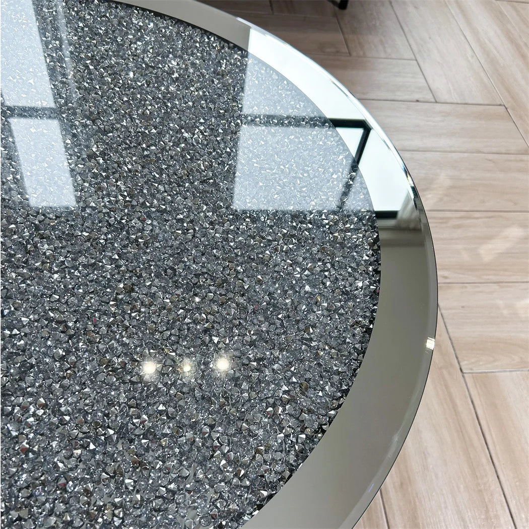 ARTLOGE Mirrored Round Coffee Table for Living Room