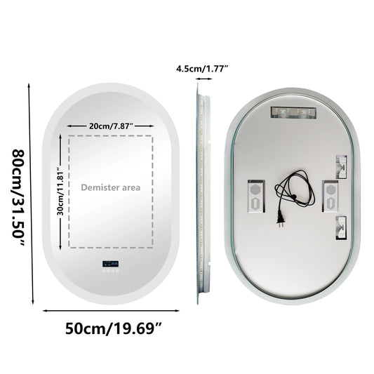 LUVODICRI LED Lighted Bluetooth Bathroom Mirror Backlit With Anti Fog