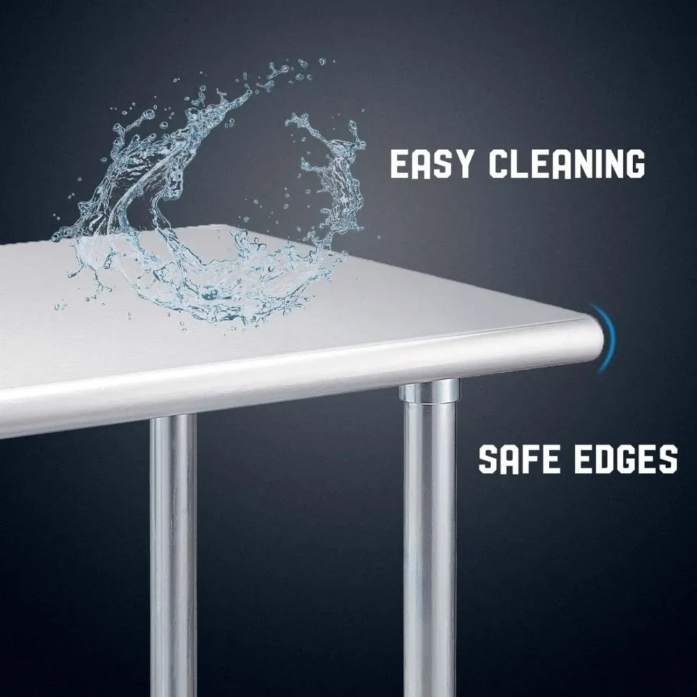 Stainless Steel Prep Table NSF Commercial Undershelf Heavy Duty Kitchen