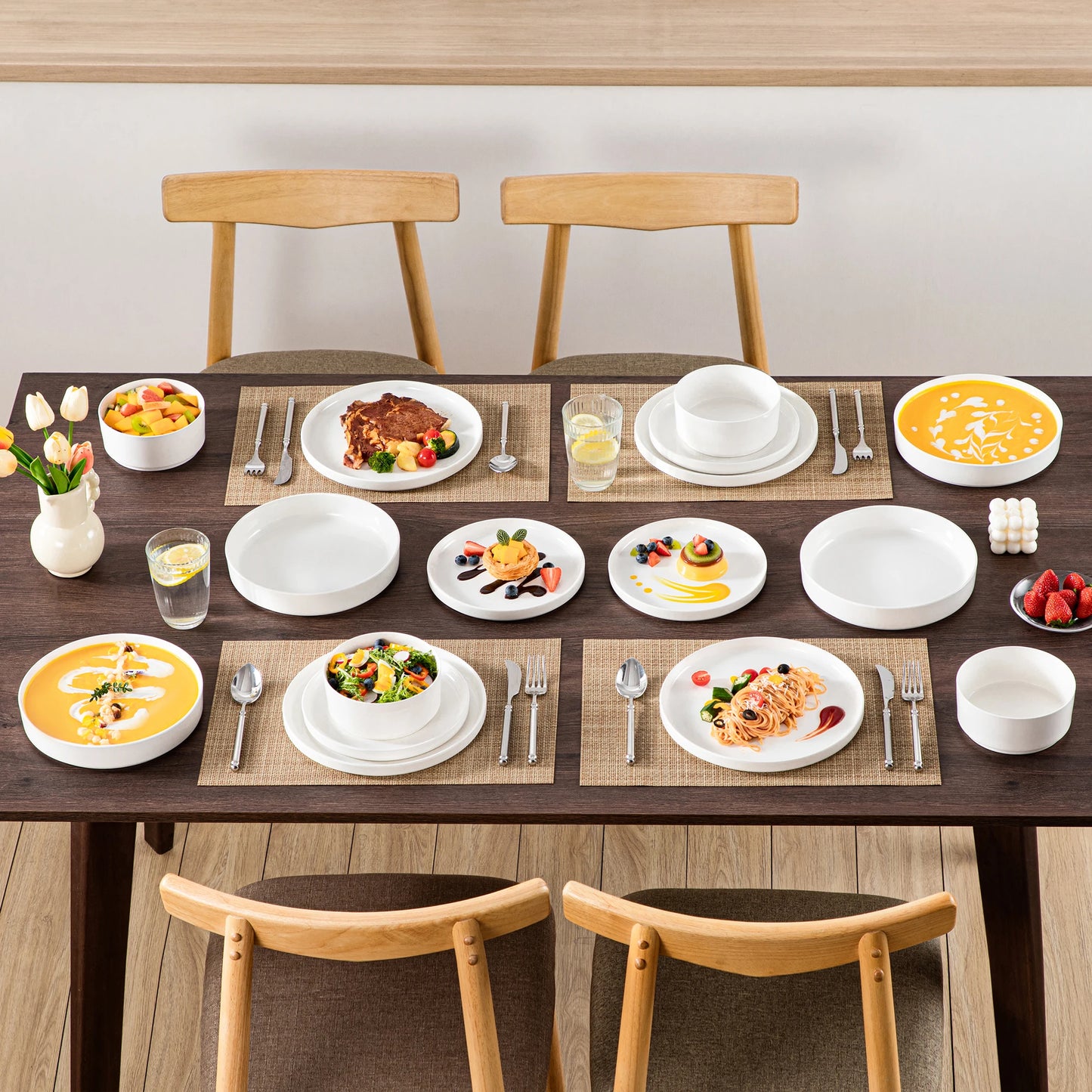 MALACASA Ceramic Dinner Plates Set 12 To 24 Piece Dinnerware