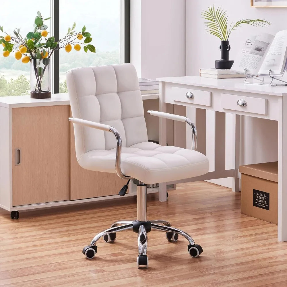 PU Leather Executive Office Chair With Wheels And Armrests Adjustable