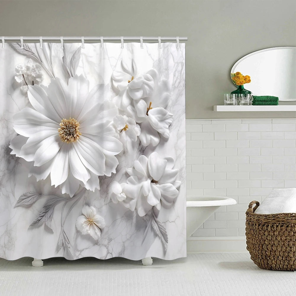 Flower Mood Four Piece Set Avant Garde Waterproof Shower Curtain
