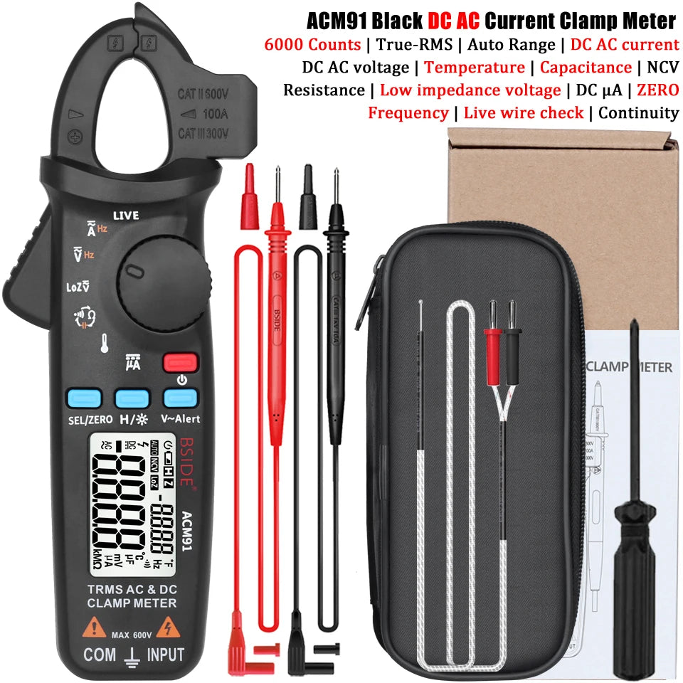 BSIDE ACM91 Digital Clamp Meter 100A Precision Ammeter DC AC