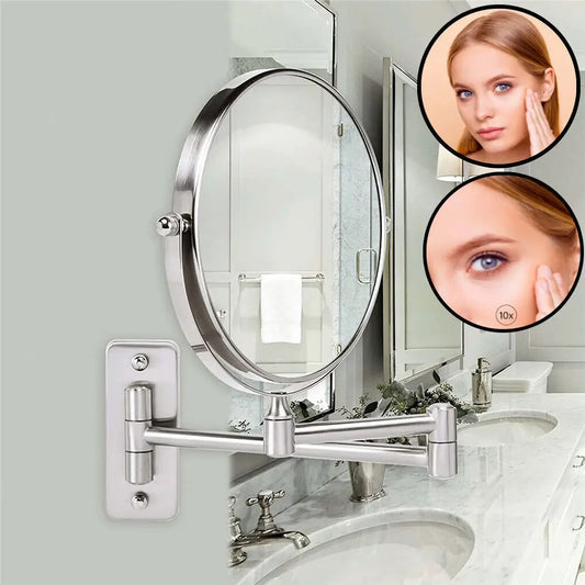 BORWART Magnifying Wall Mounted Mirror 360 Degree Swivel Double Sided