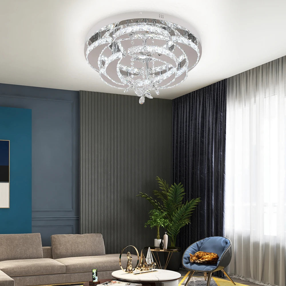 VETRULUS Luxury K9 Crystal Chandelier Modern Ceiling Pendant Light Dimmable
