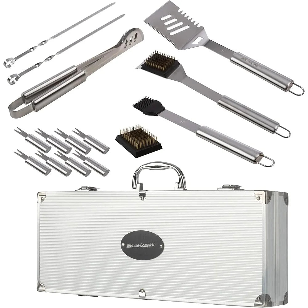 XMSJ 16 Piece BBQ Grill Accessories Stainless Steel Tools Case
