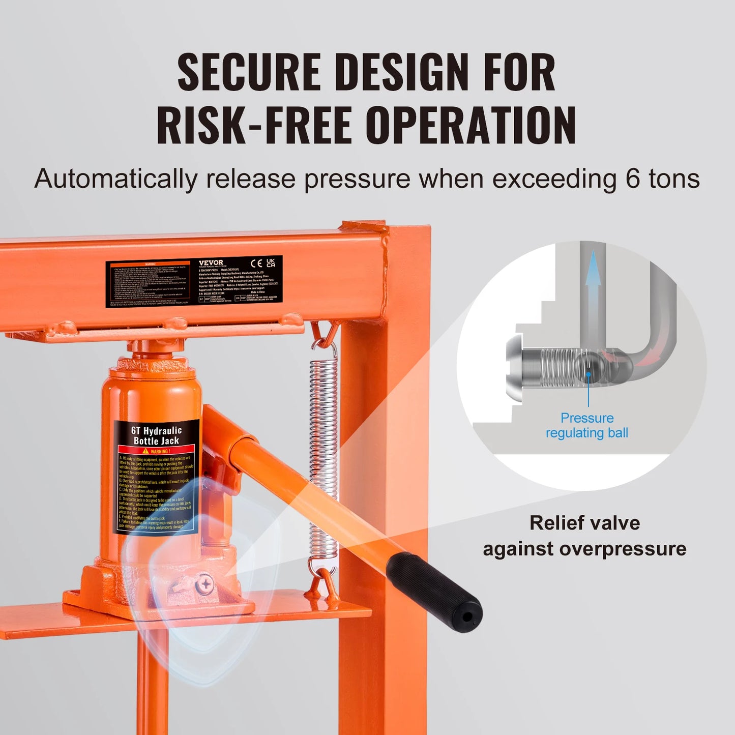 SucceBuy 6 Ton H Frame Hydraulic Shop Press for Garage
