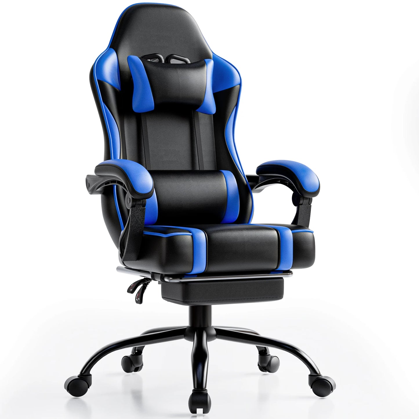 Gaming Chair With Footrest PU Leather Reclining Gamer Office Chair