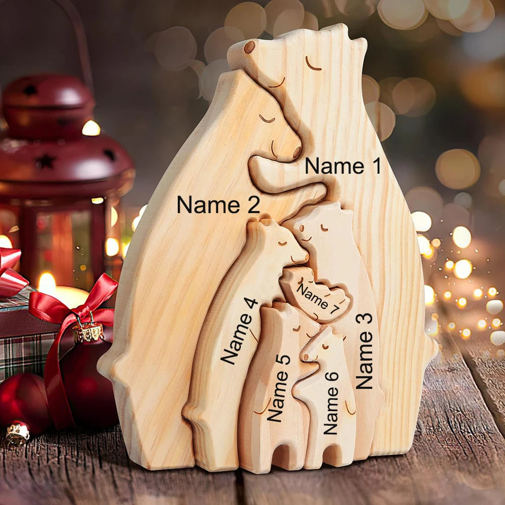 NONEDropshipping Bear Family Wooden Puzzle With Free Engraving Name