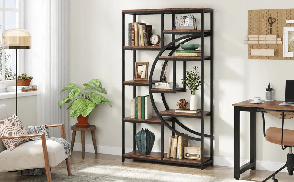 Tribesigns 5 Tier Industrial Bookshelf Etagere Freestanding Bookcase
