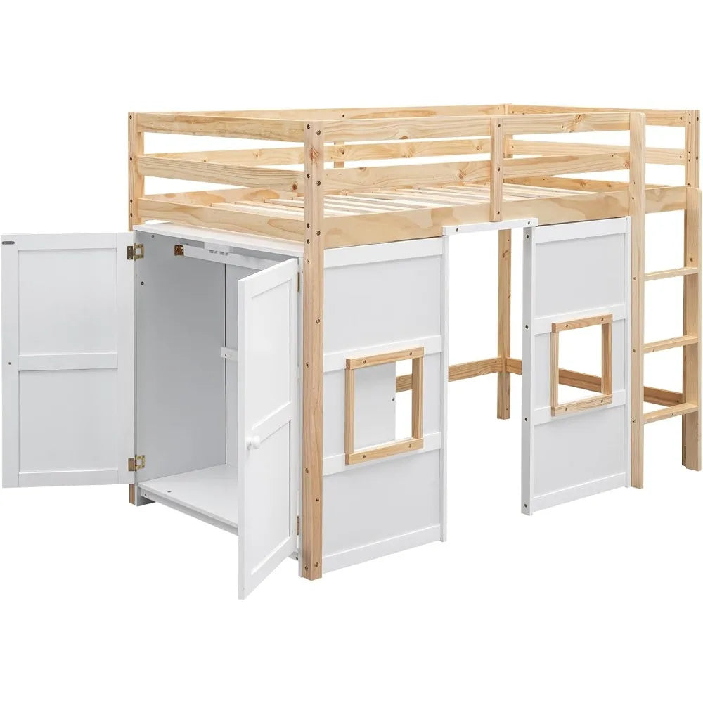 Loft Bed With Built In Storage Wardrobe And Windows