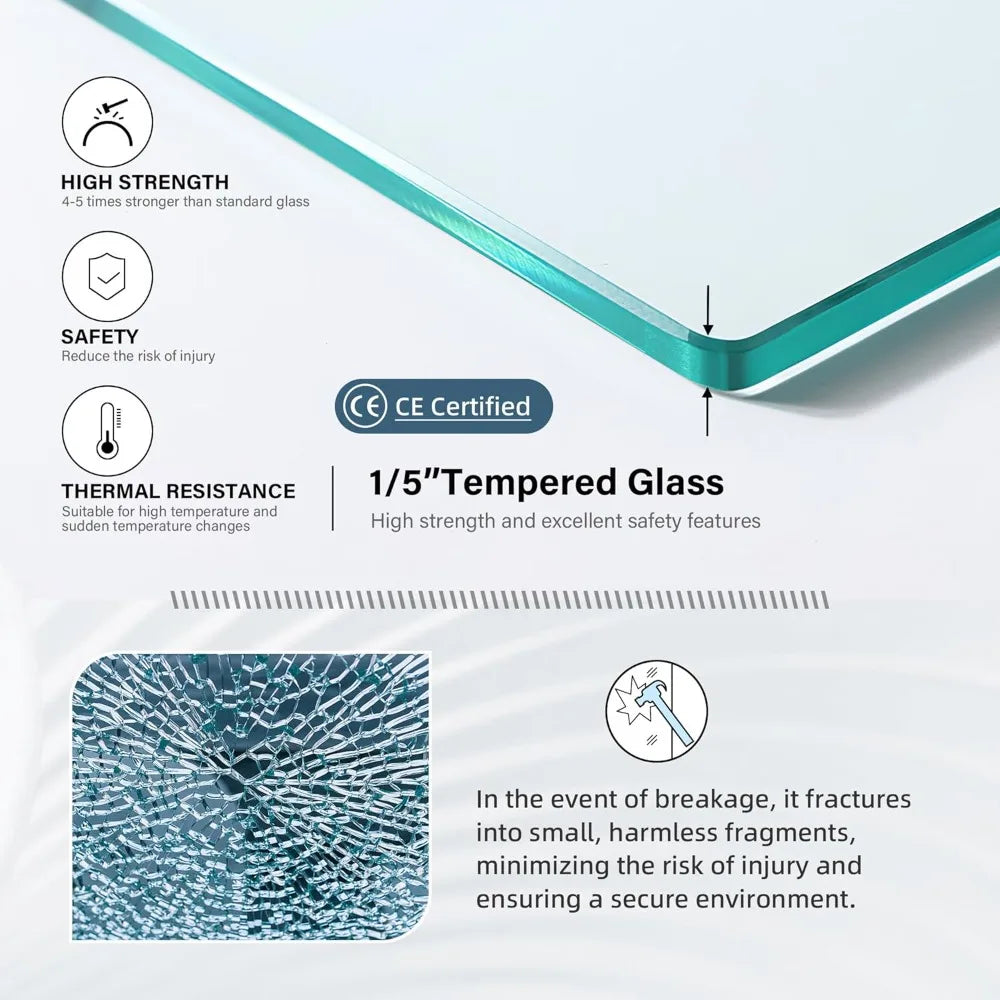 XMSJ Glass Shower Door With Fixed Framed Tempered Glass