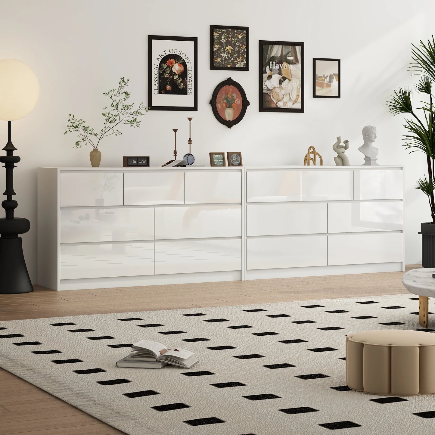 QiaoShiRen 7 Drawer Dresser Modern Wood Chest for Bedroom