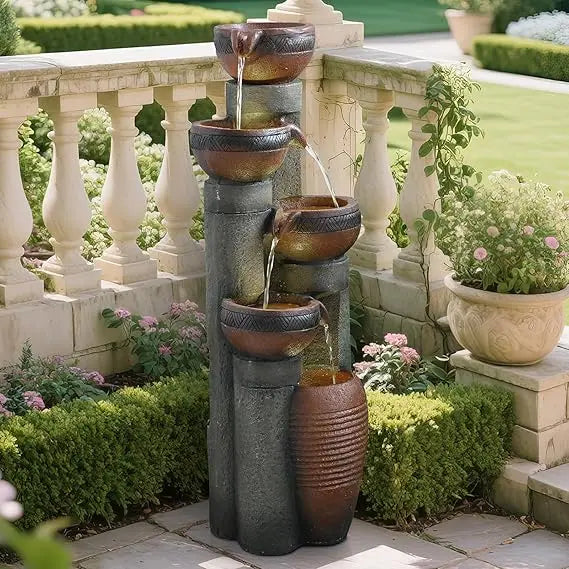 Color 5 Tier Outdoor Indoor Garden Water Fountain Decor