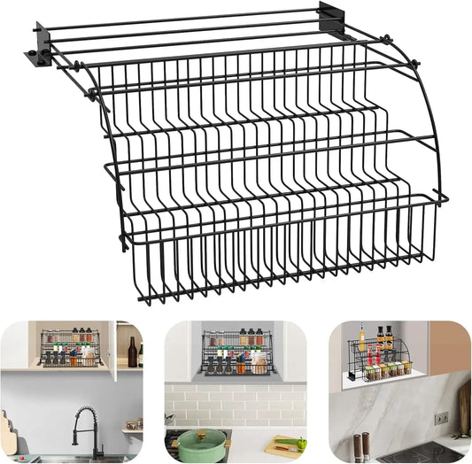 Bymaocar Three Tier Adjustable Pull Down Spice Rack Kitchen Storage